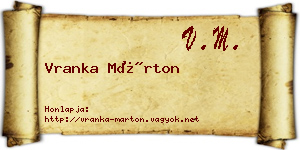 Vranka Márton névjegykártya